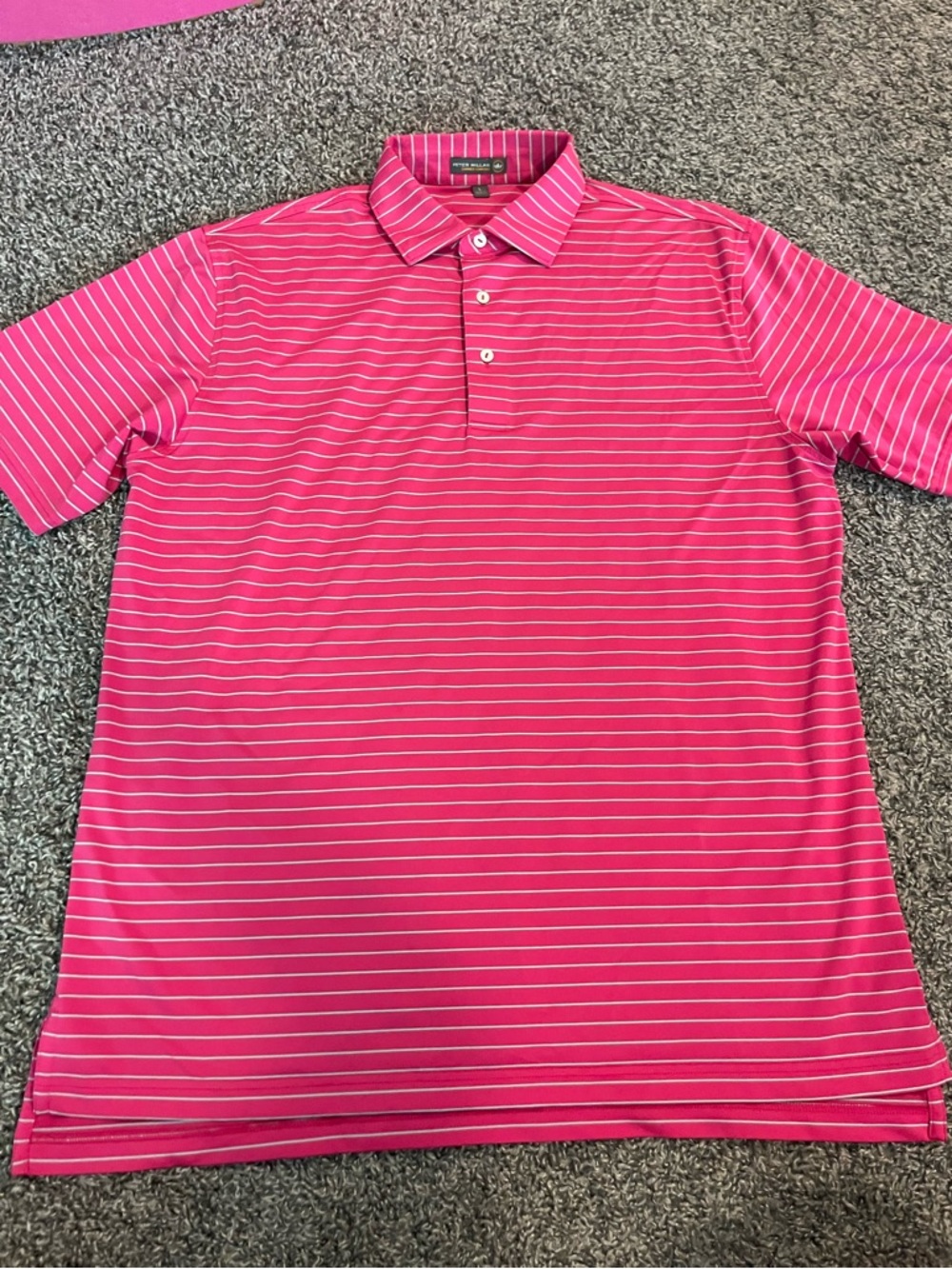 Peter millar pink stripe polo large summer comfort